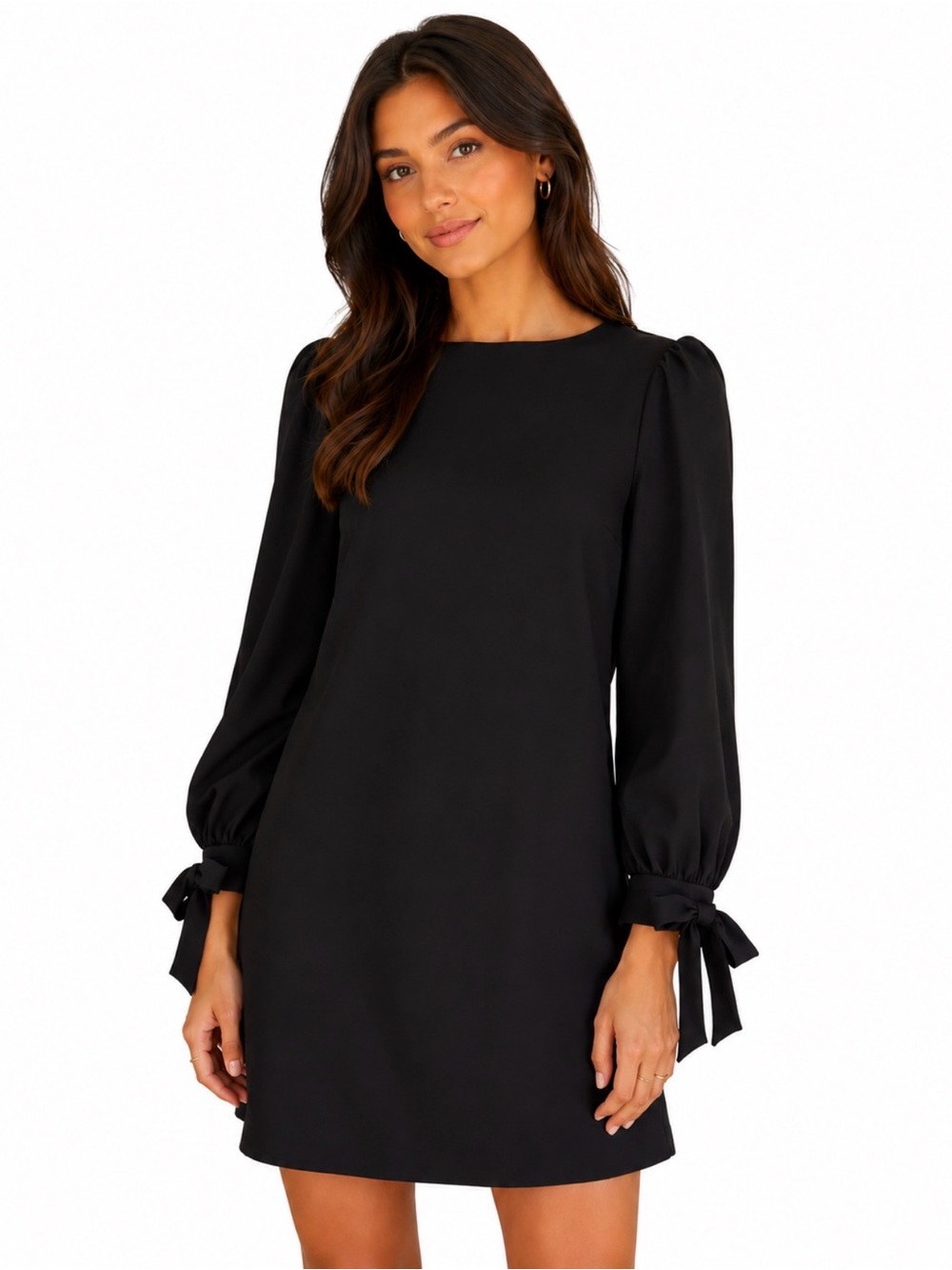Banana Republic Black Long-Sleeve Dress with Tie Cuffs 4